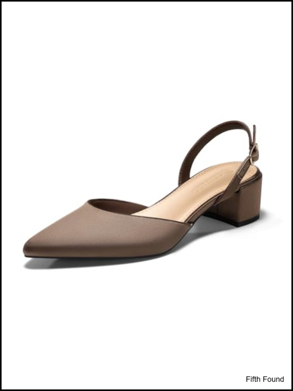 Coutgo Womens Satin Slingback Heels Closed Pointed Toe Low Chunky Pump